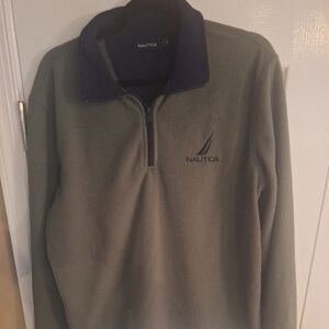Nautica men's Olive green fleece pullover 1/4 zip size medium